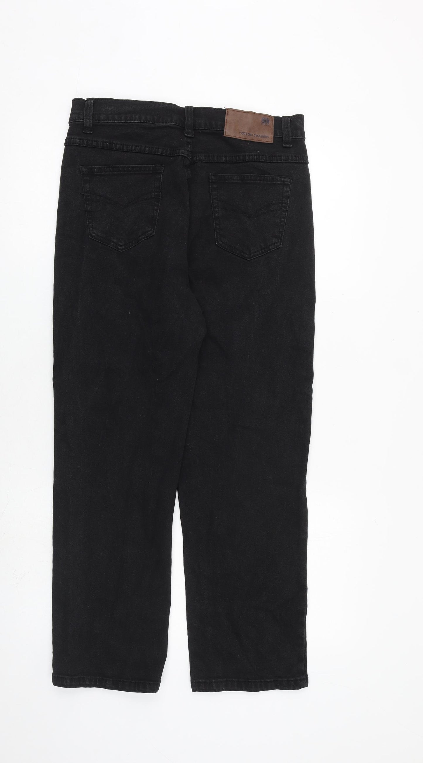 Cotton Traders Womens Black Cotton Straight Jeans Size 12 L27 in Regular Zip