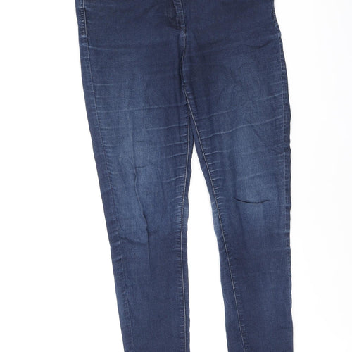 Marks and Spencer Womens Blue Cotton Skinny Jeans Size 12 L28 in Regular Tie - Jegging