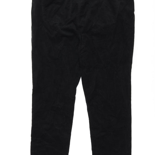 Marks and Spencer Womens Black Cotton Trousers Size 22 L29 in Regular Zip
