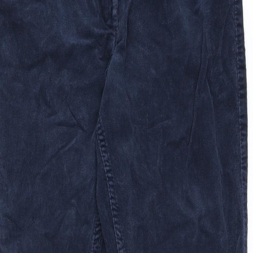 Marks and Spencer Womens Blue Cotton Trousers Size 10 L27 in Regular Zip