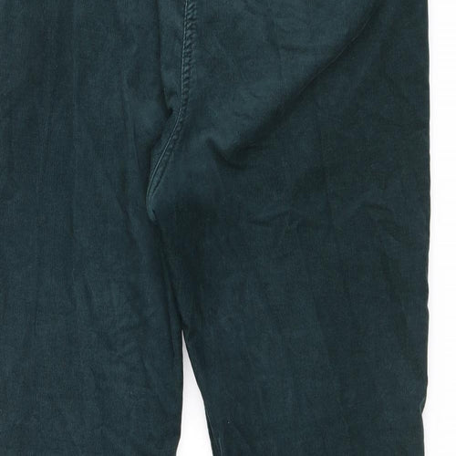 Per Una Womens Green Cotton Trousers Size 16 L35 in Regular Zip