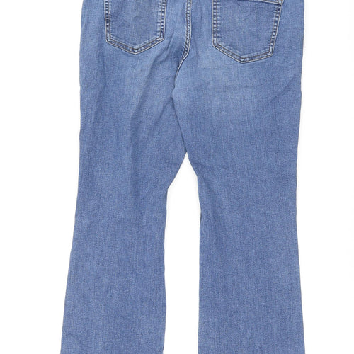 Marks and Spencer Womens Blue Cotton Bootcut Jeans Size 16 L27 in Regular Zip - Short leg
