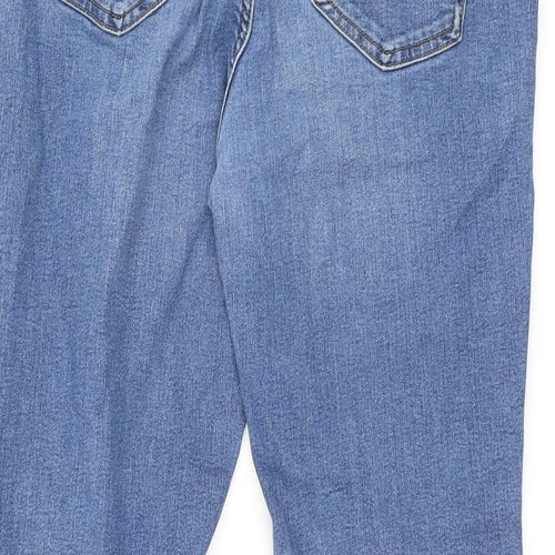 Marks and Spencer Womens Blue Cotton Bootcut Jeans Size 16 L27 in Regular Zip - Short leg