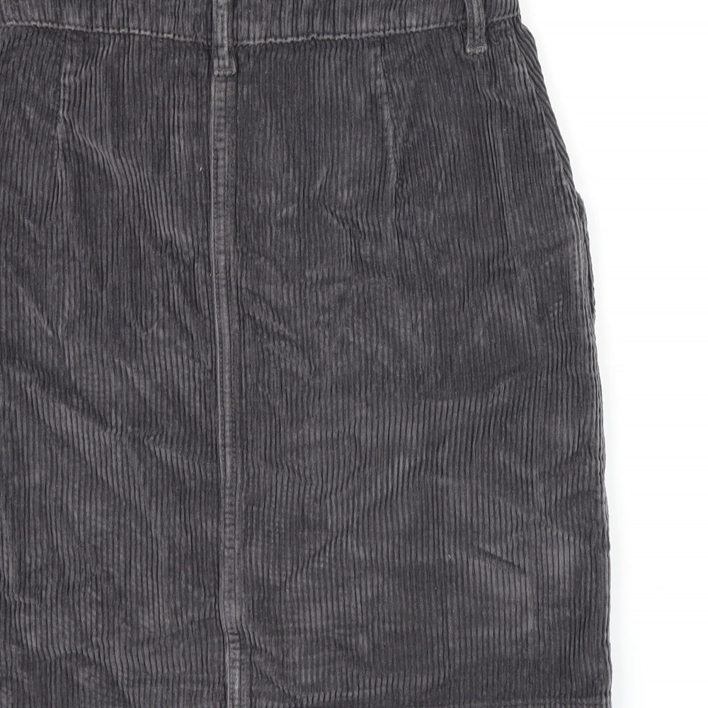 Fat Face Womens Grey Cotton A-Line Skirt Size 6 Zip