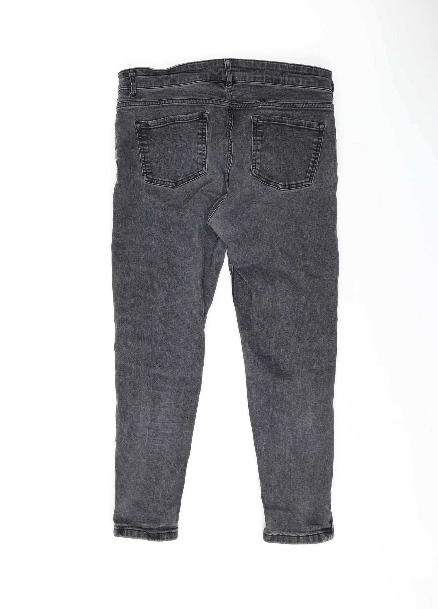 Oasis Womens Grey Cotton Skinny Jeans Size 12 L24 in Regular Zip