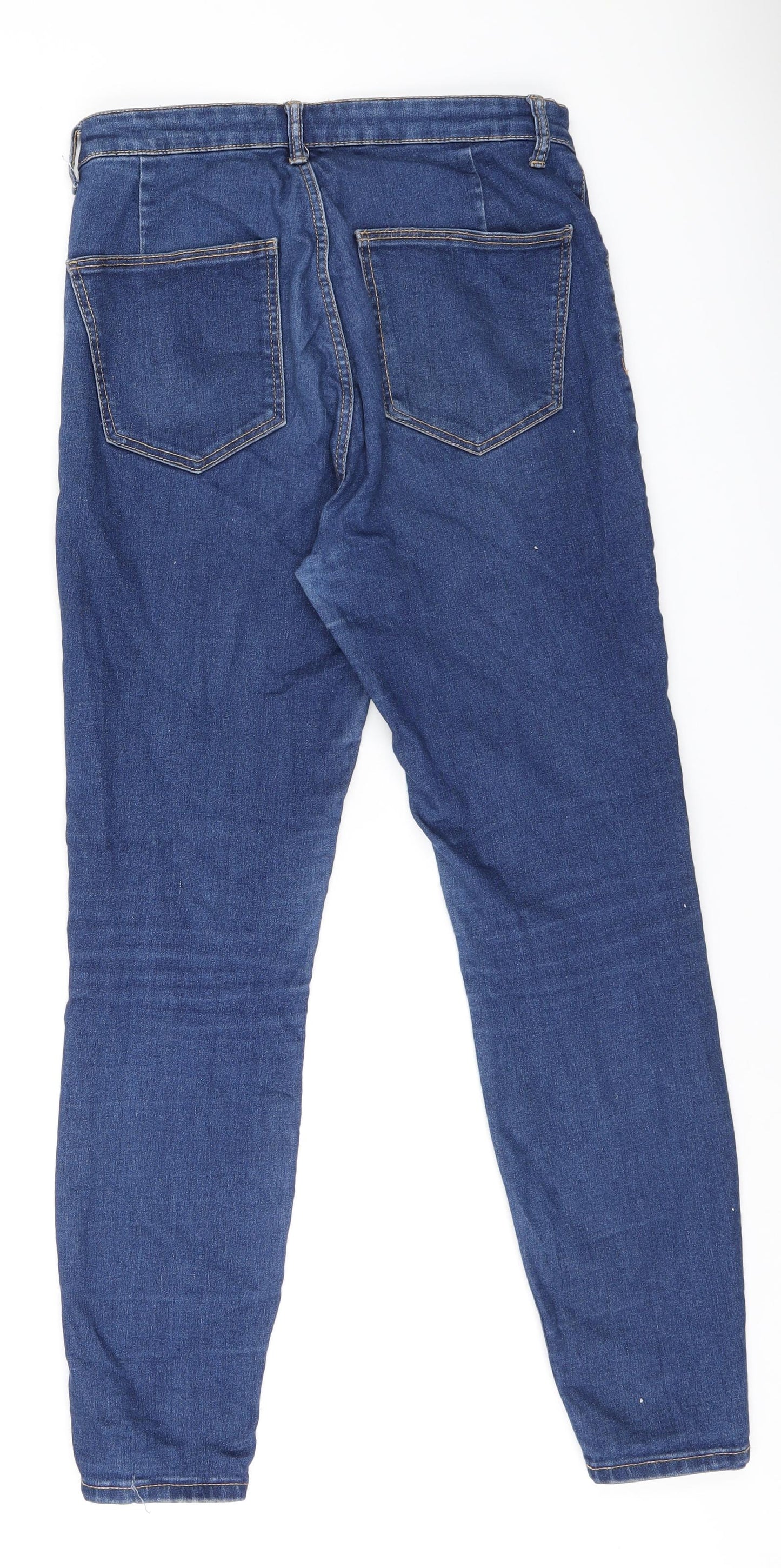 Zara Womens Blue Cotton Skinny Jeans Size 12 L27 in Regular Zip