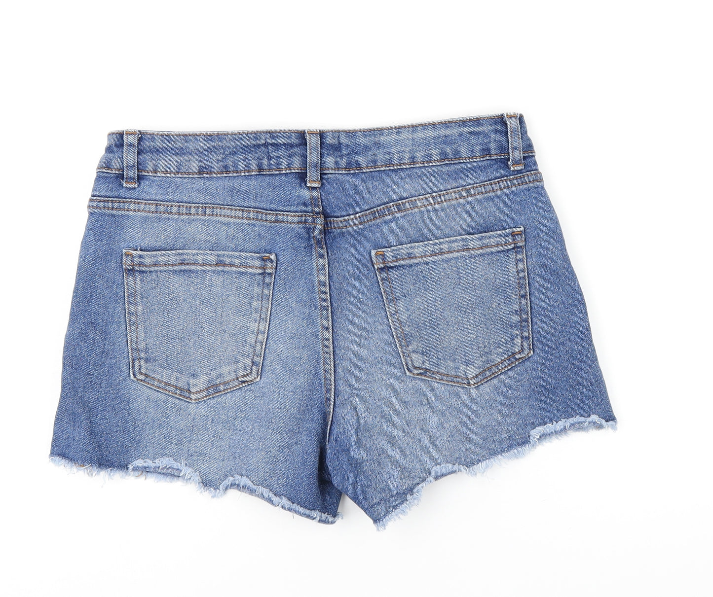 Denim & Co. Womens Blue Cotton Cut-Off Shorts Size 12 L3 in Regular Zip - Distressed Hems