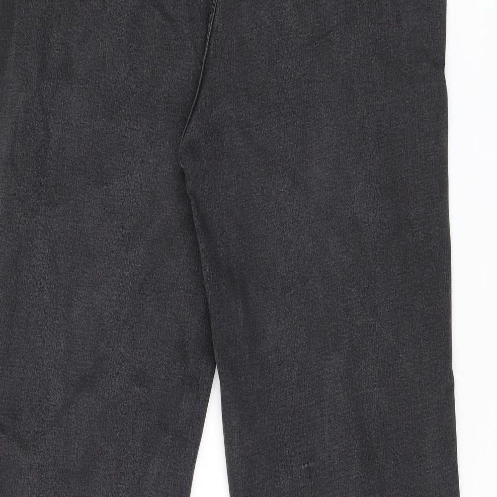 Marks and Spencer Womens Black Cotton Straight Jeans Size 16 L31 in Regular Zip - Long leg