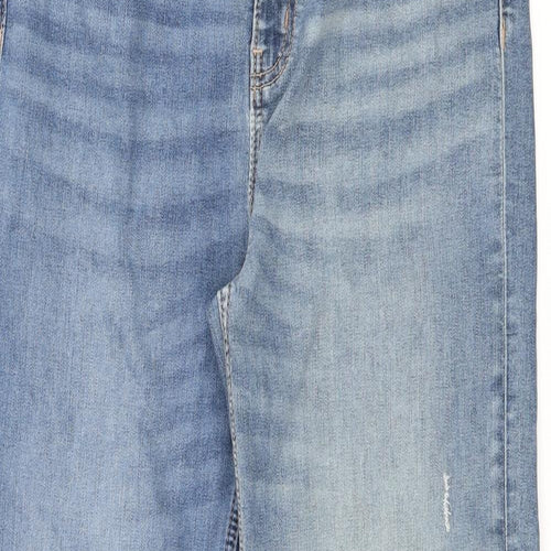 Marks and Spencer Womens Blue Cotton Straight Jeans Size 16 L29.5 in Regular Zip