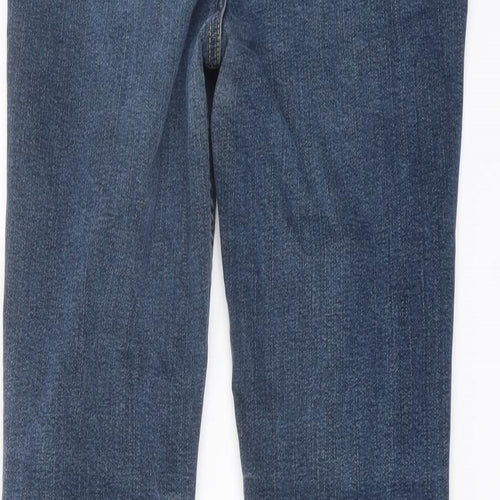 Per Una Womens Blue Cotton Bootcut Jeans Size 12 L30 in Regular Button