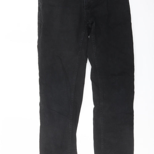 George Mens Black Cotton Straight Jeans Size 30 in L32 in Regular Button