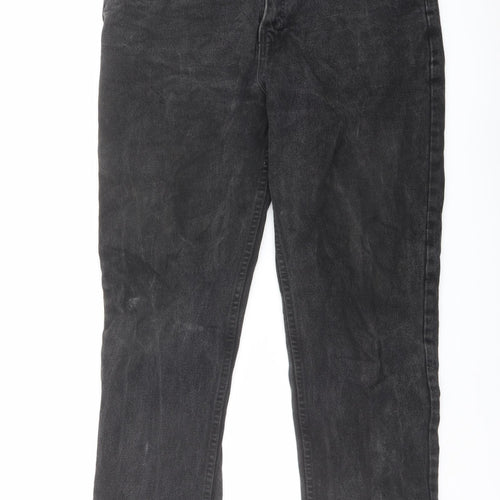 Marks and Spencer Mens Grey Cotton Straight Jeans Size 34 in L29 in Regular Button