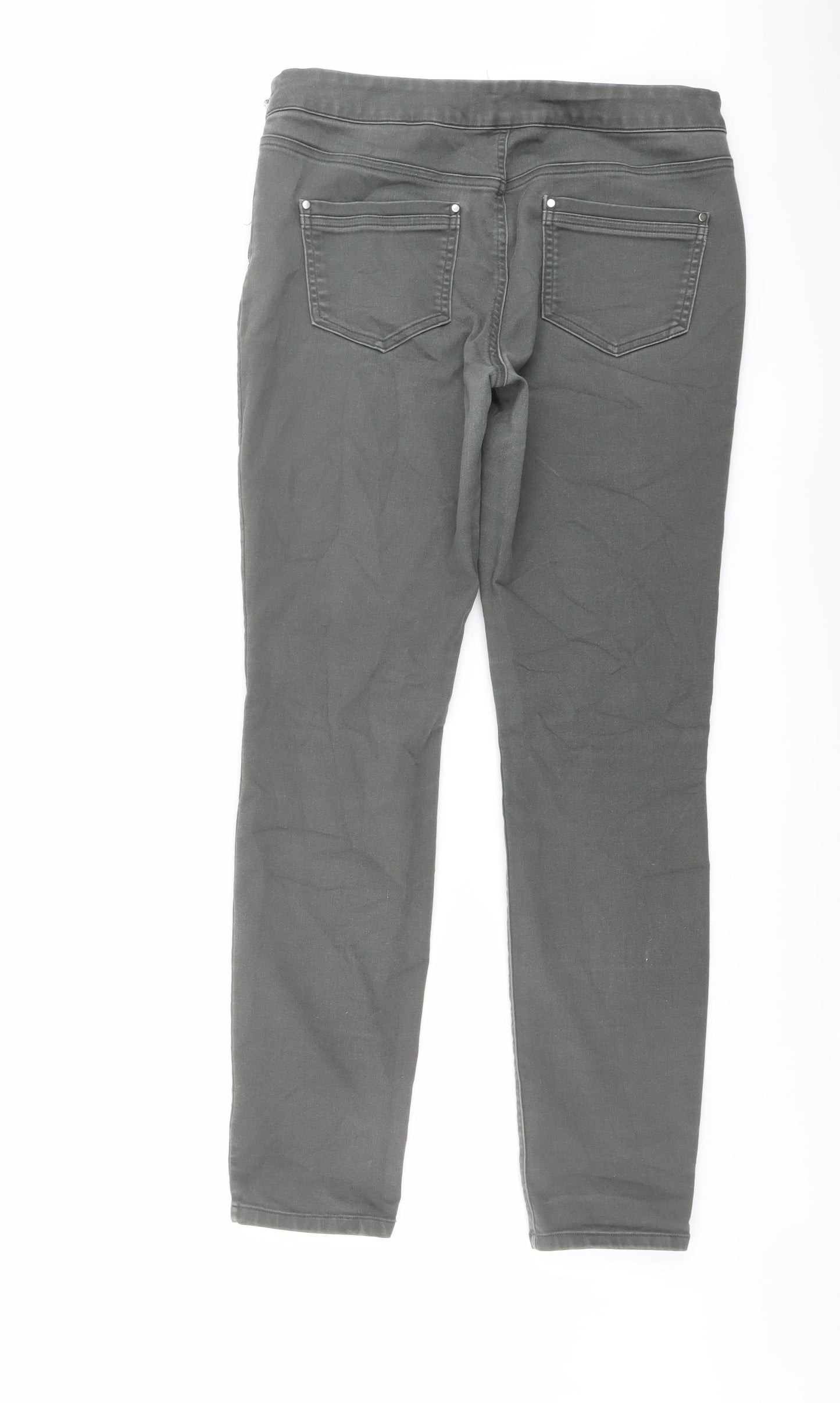 Wallis Womens Green Cotton Jegging Jeans Size 12 L28 in Regular Zip