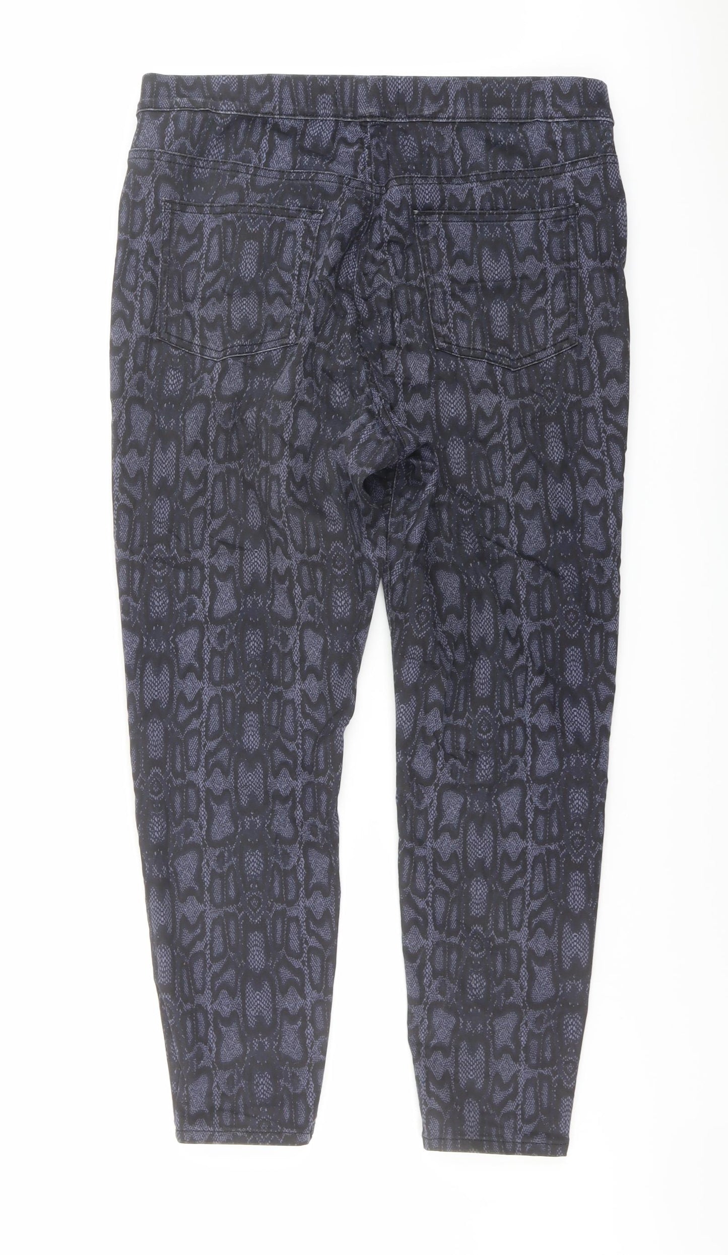 Marks and Spencer Womens Blue Animal Print Cotton Jegging Jeans Size 16 L25 in Regular - Snakeskin Pattern