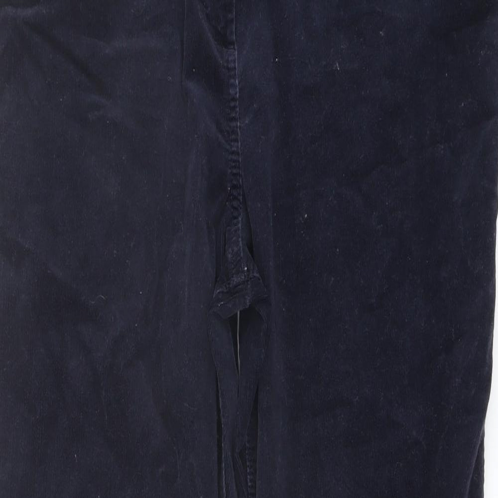 Marks and Spencer Womens Blue Cotton Trousers Size 18 L27 in Regular Button