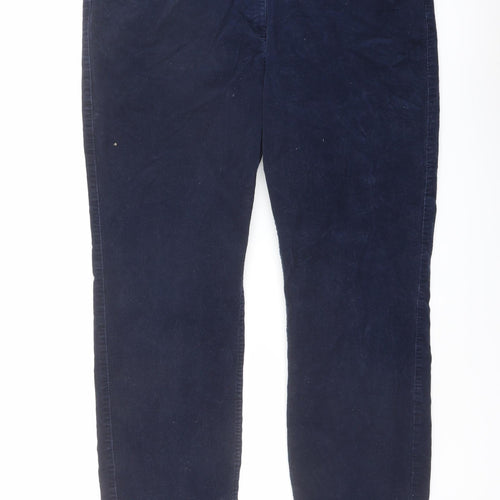 Marks and Spencer Womens Blue Cotton Trousers Size 20 L29 in Regular Button