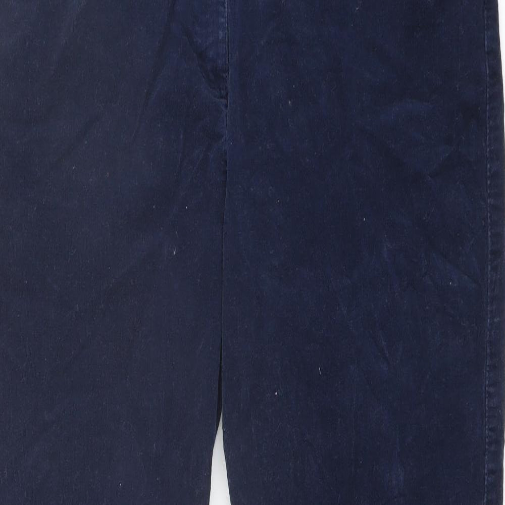 Marks and Spencer Womens Blue Cotton Trousers Size 20 L29 in Regular Button