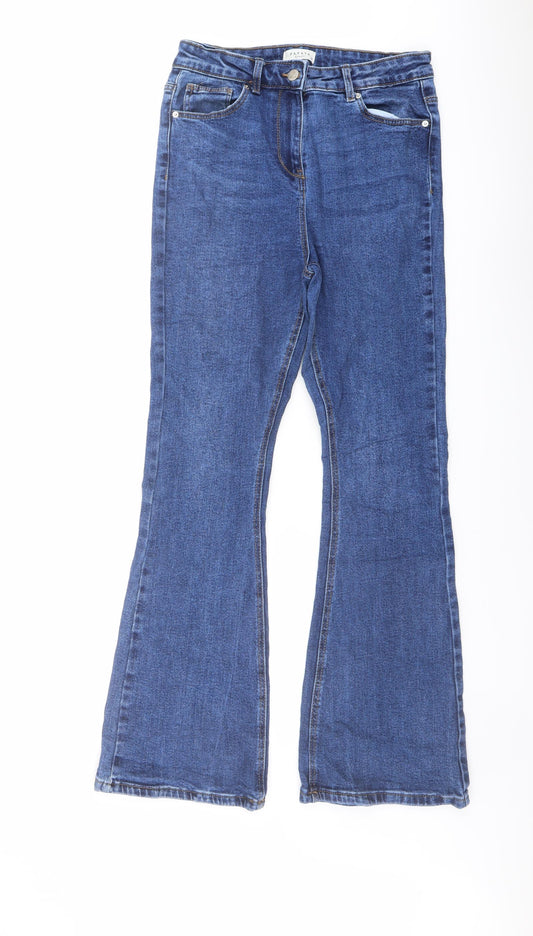 Papaya Womens Blue Cotton Bootcut Jeans Size 12 L30 in Regular Button
