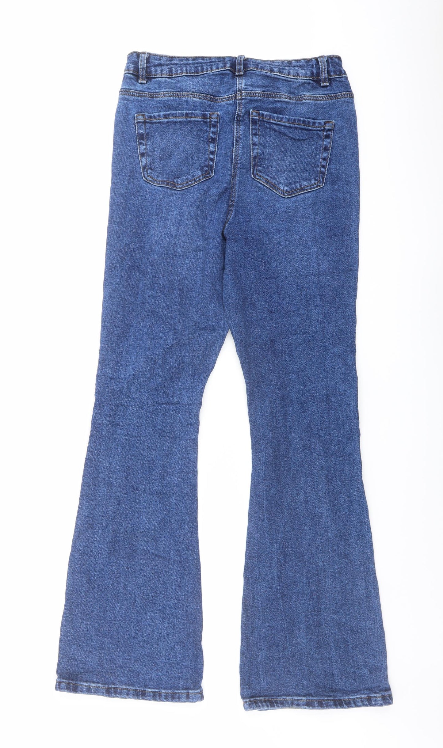 Papaya Womens Blue Cotton Bootcut Jeans Size 12 L30 in Regular Button