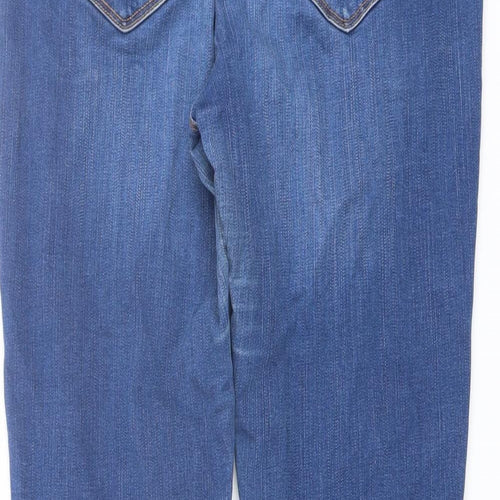 Marks and Spencer Womens Blue Cotton Skinny Jeans Size 14 L28 in Regular Button