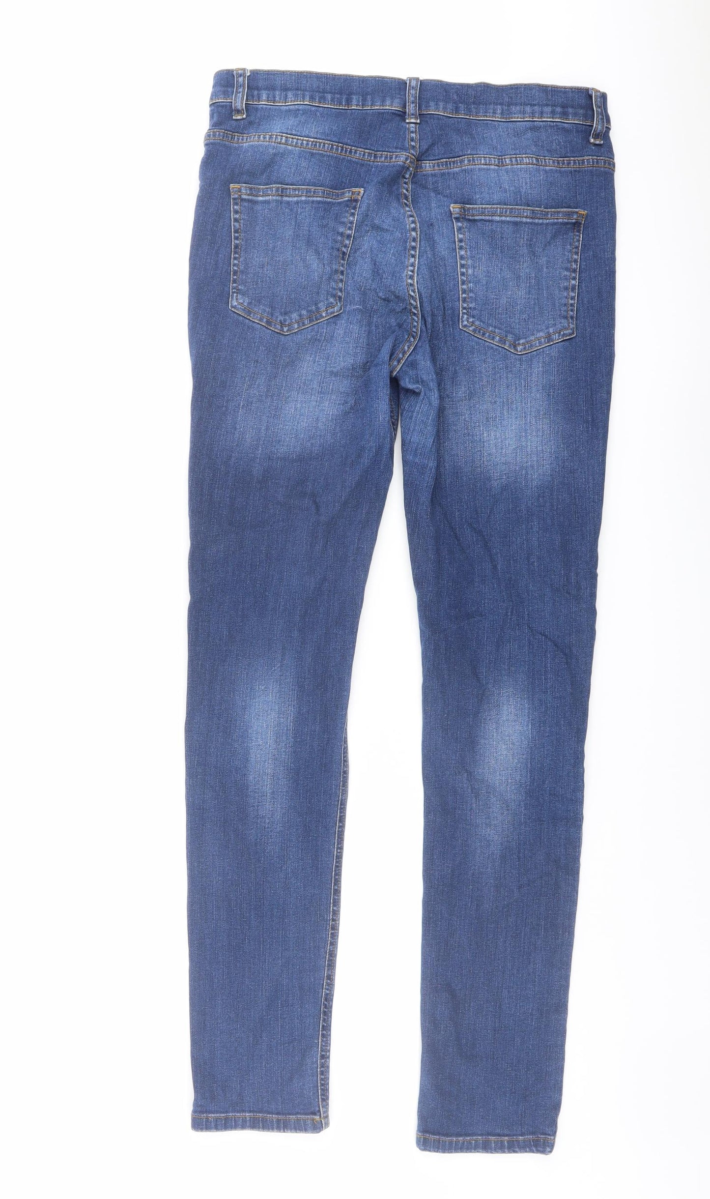 PEP&CO Mens Blue Cotton Skinny Jeans Size 32 in L32 in Regular Button