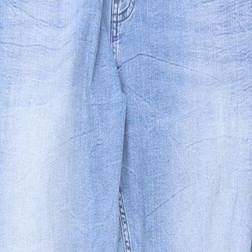 Marks and Spencer Womens Blue Cotton Straight Jeans Size 16 L28 in Slim Button
