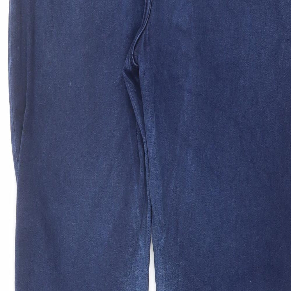 Marks and Spencer Womens Blue Cotton Straight Jeans Size 14 L28 in Regular Button