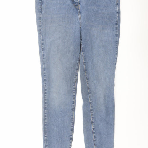 NEXT Womens Blue Cotton Skinny Jeans Size 14 L27 in Regular Button