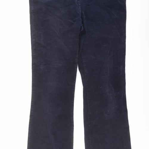 Marks and Spencer Womens Blue Cotton Trousers Size 14 L29 in Regular Button
