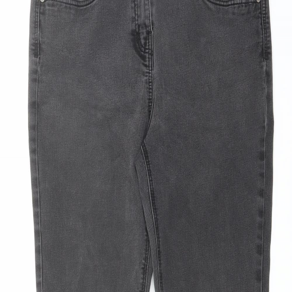 George Womens Grey Cotton Straight Jeans Size 12 L28 in Regular Button