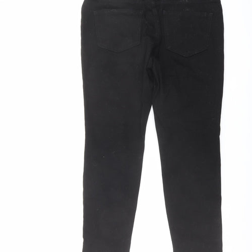 NEXT Womens Black Cotton Straight Jeans Size 12 L27 in Regular Button