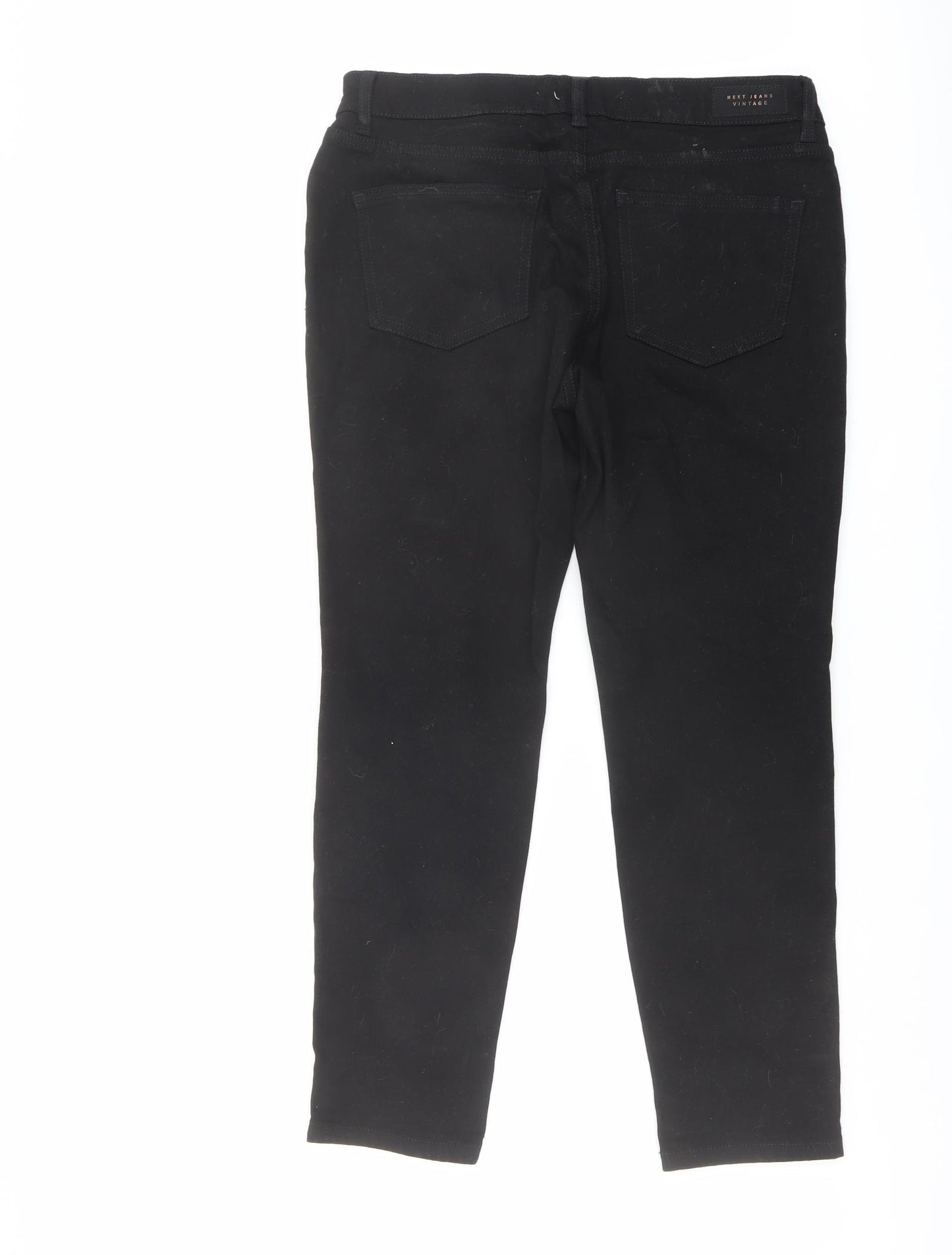 NEXT Womens Black Cotton Straight Jeans Size 12 L27 in Regular Button