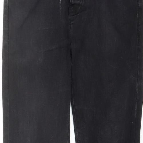 Topman Mens Black Cotton Straight Jeans Size 32 in L30 in Regular Button