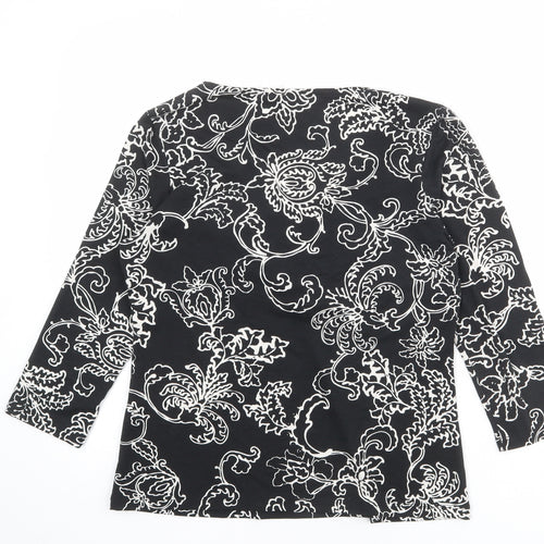 Per Una Womens Black Paisley Polyester Basic Blouse Size 12 V-Neck