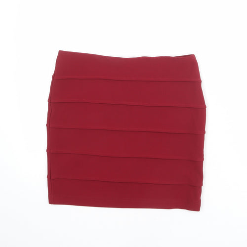 Rare Womens Red Polyacrylate Fibre Bandage Skirt Size 10 Zip