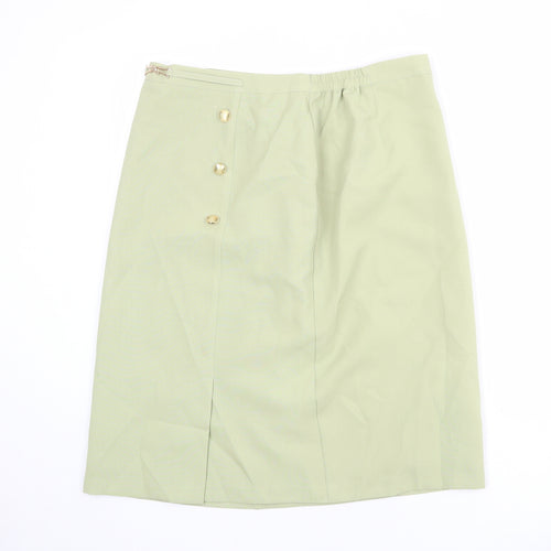 Afibel Womens Green Polyester A-Line Skirt Size 18 Zip