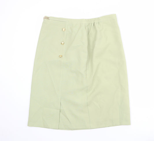 Afibel Womens Green Polyester A-Line Skirt Size 18 Zip