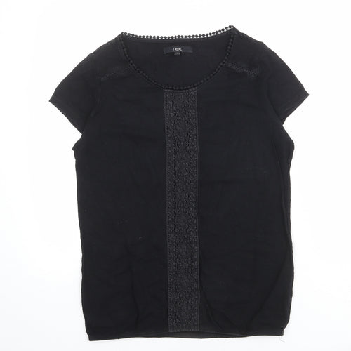 NEXT Womens Black 100% Cotton Basic T-Shirt Size 12 Boat Neck