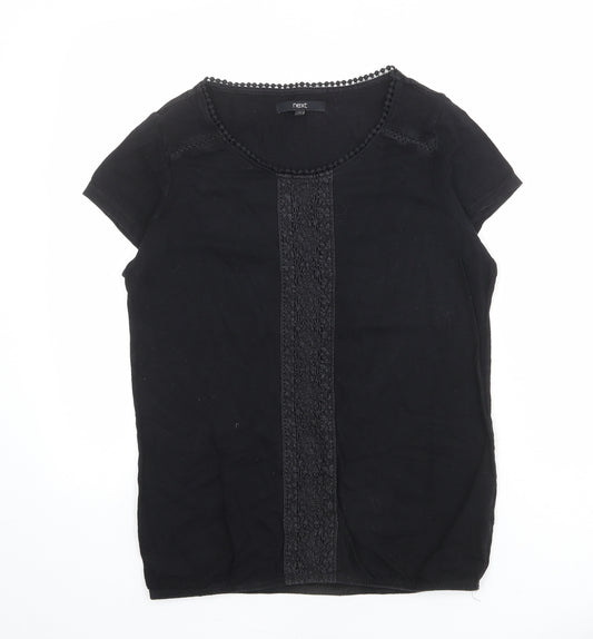 NEXT Womens Black 100% Cotton Basic T-Shirt Size 12 Boat Neck