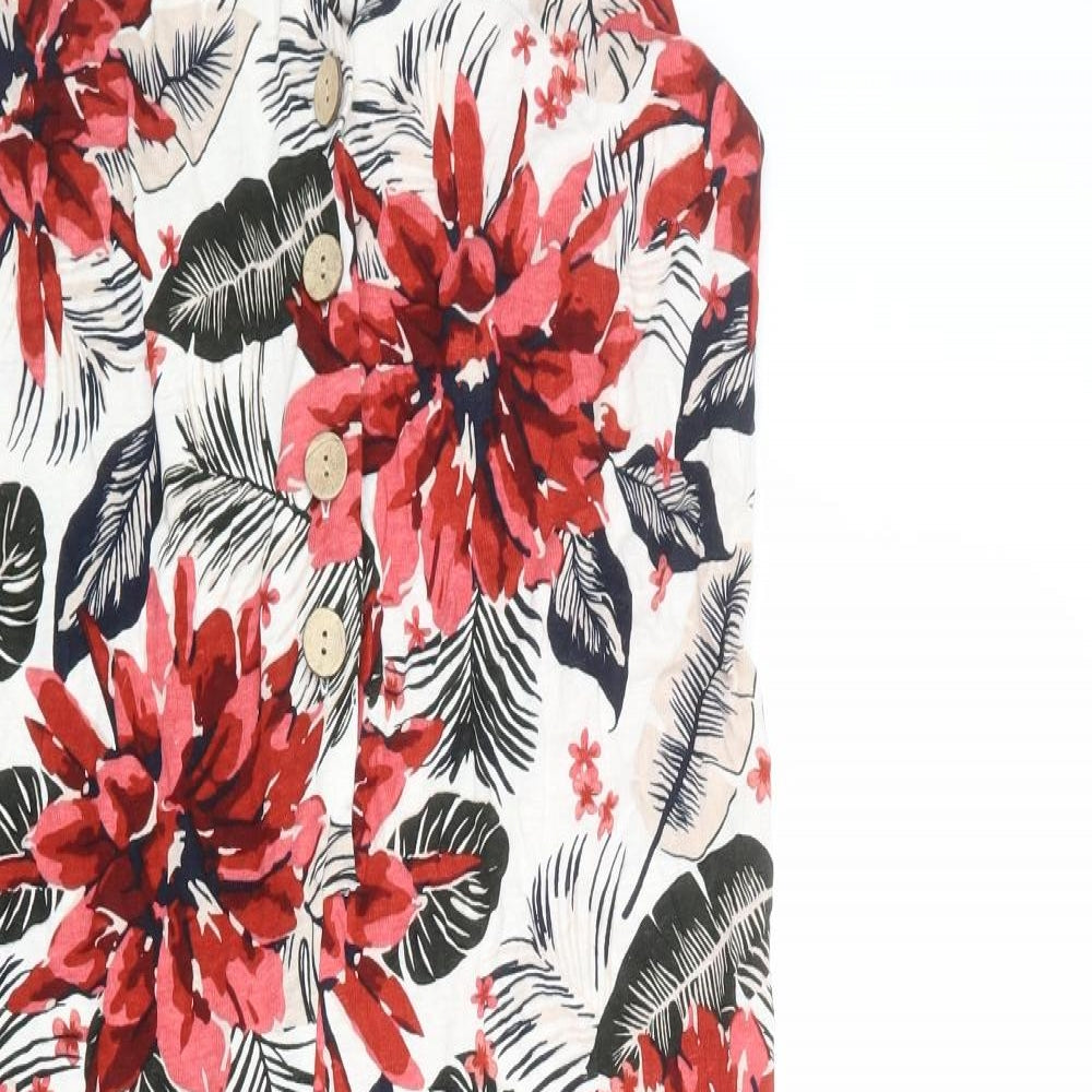 ESMARA Womens Multicoloured Floral Linen Jumpsuit One-Piece Size 12 L20 in Button
