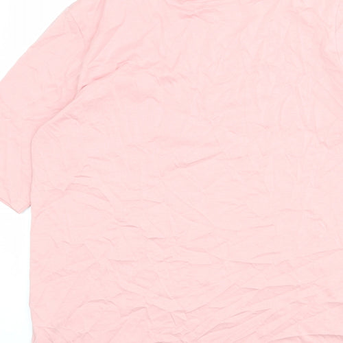 Lands' End Womens Pink 100% Cotton Basic T-Shirt Size M V-Neck