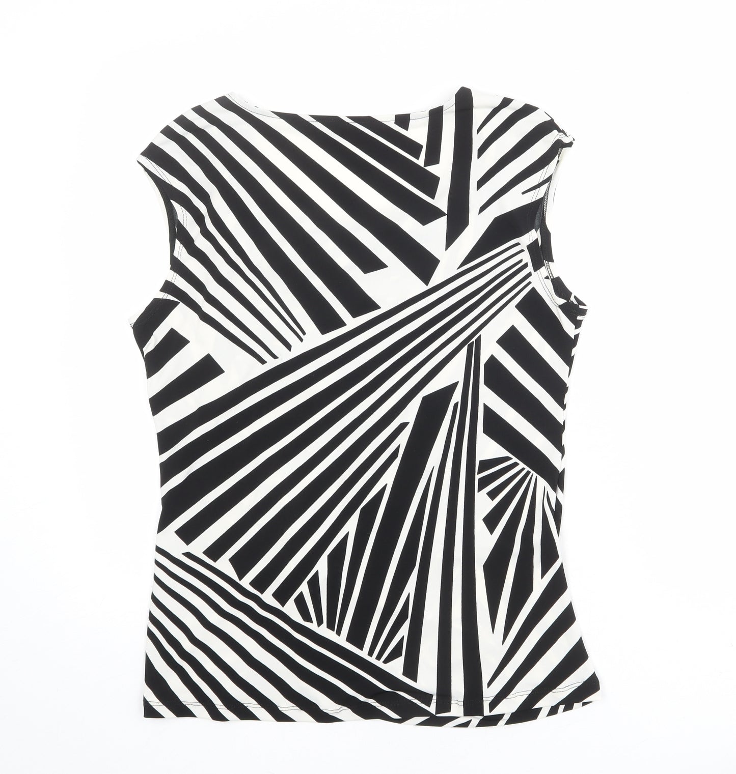 M&Co Womens Black Geometric Polyester Basic Tank Size 14 Cowl Neck - Twist Detail