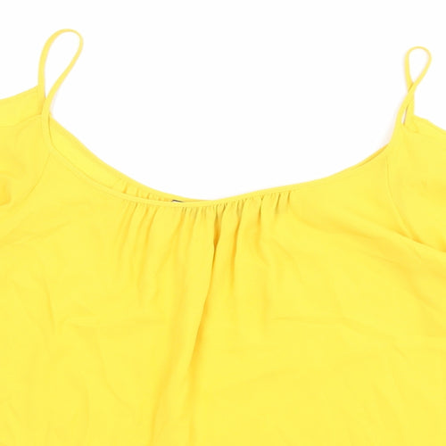 Dorothy Perkins Womens Yellow Polyester Basic Blouse Size 12 Round Neck - Cold Shoulder