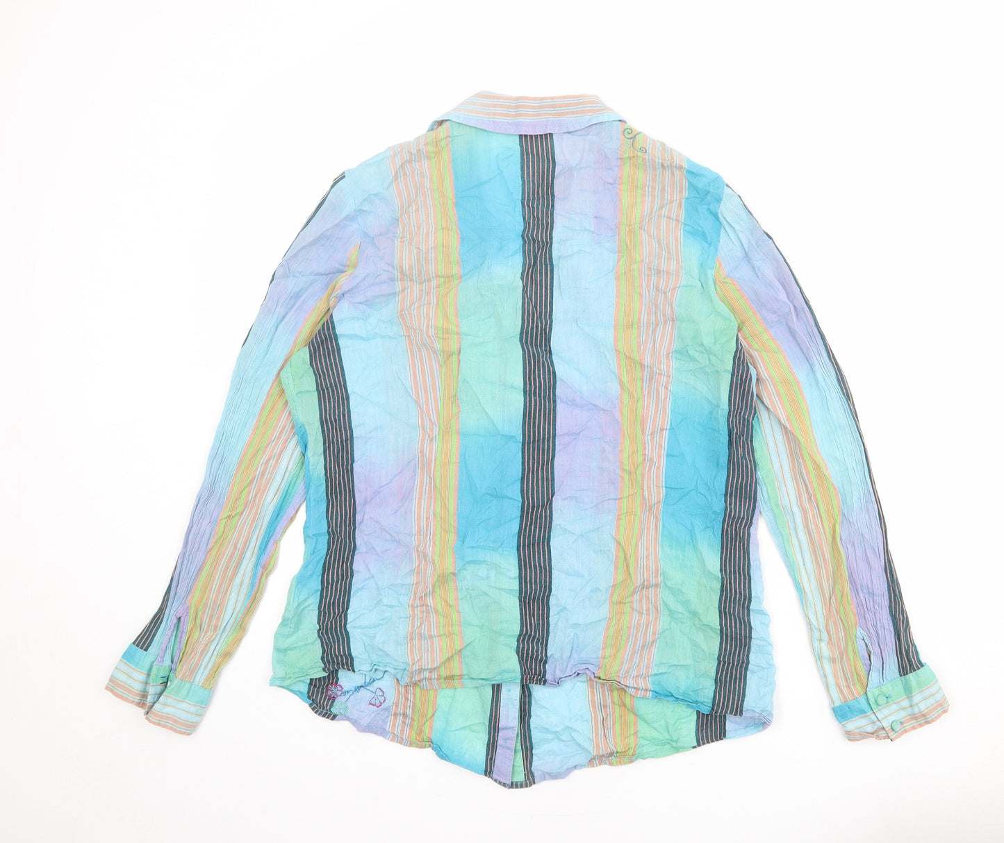 Per Una Womens Multicoloured Striped 100% Cotton Basic Button-Up Size 18 Collared
