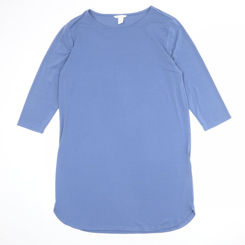 H&M Womens Blue Polyester A-Line Size M Round Neck Pullover