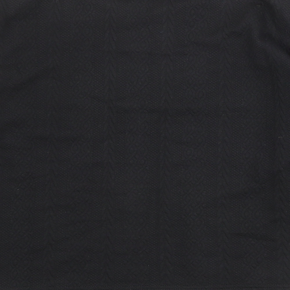 Anne De Lancay Womens Black Round Neck Geometric Polyester Cardigan Jumper Size M