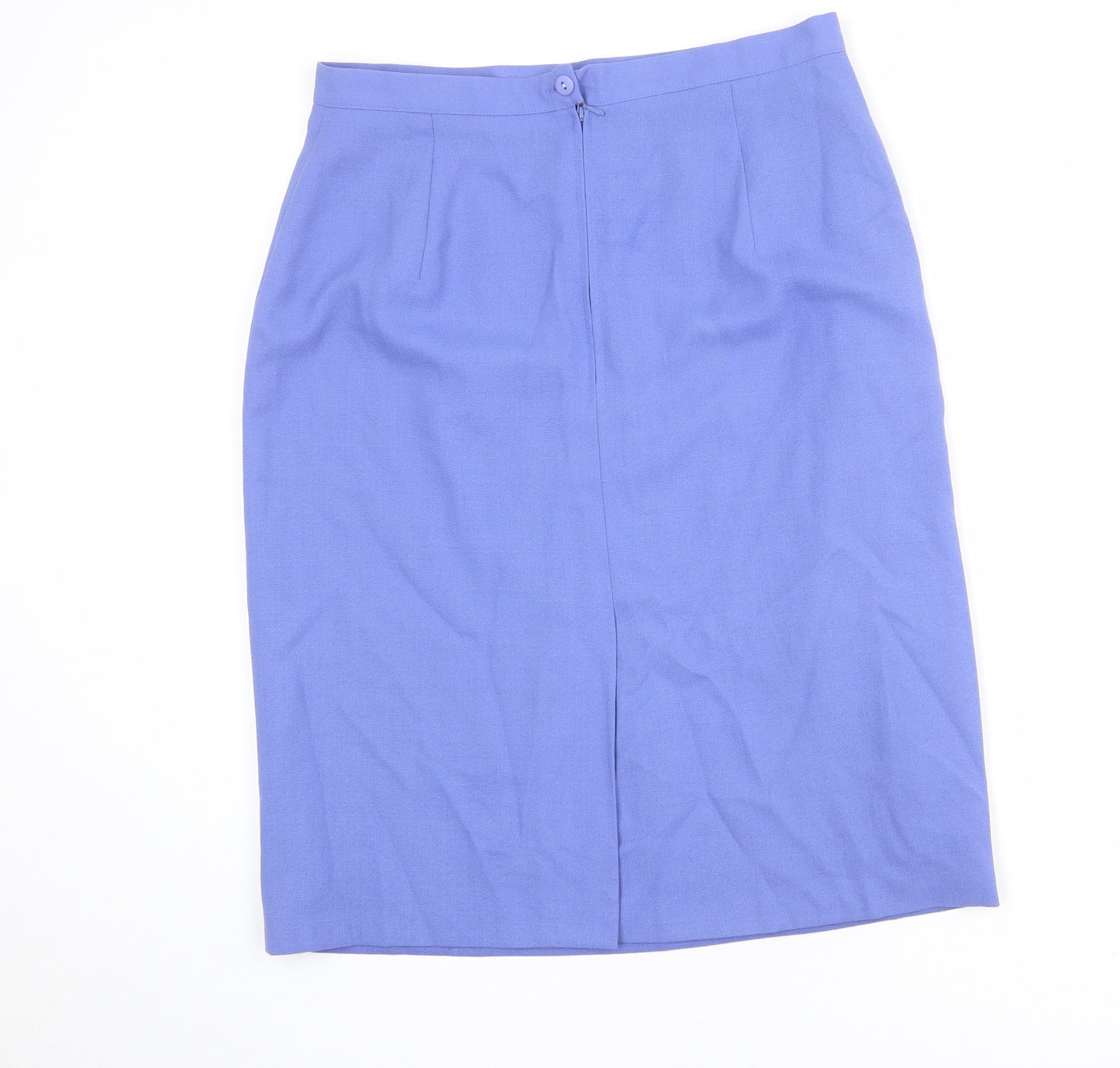 Jacques Vert Womens Blue Polyester Straight & Pencil Skirt Size 16 Zip