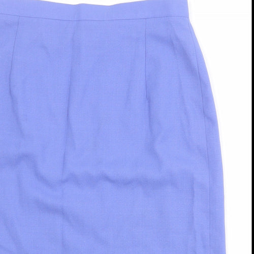 Jacques Vert Womens Blue Polyester Straight & Pencil Skirt Size 16 Zip