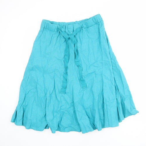 BHS Womens Blue Linen Peasant Skirt Size 16