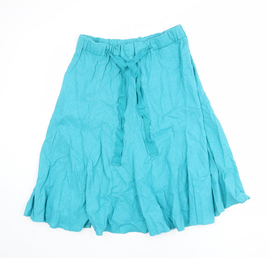 BHS Womens Blue Linen Peasant Skirt Size 16
